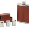 Leather Flask and Shot Glass Set