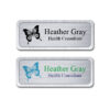 Brushed Silver Metal Name Badge with Back Plate