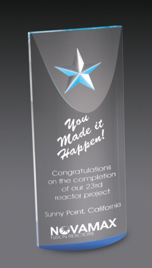 StarLite Tower Award with Carved Star - Blue - 3" x 7"
