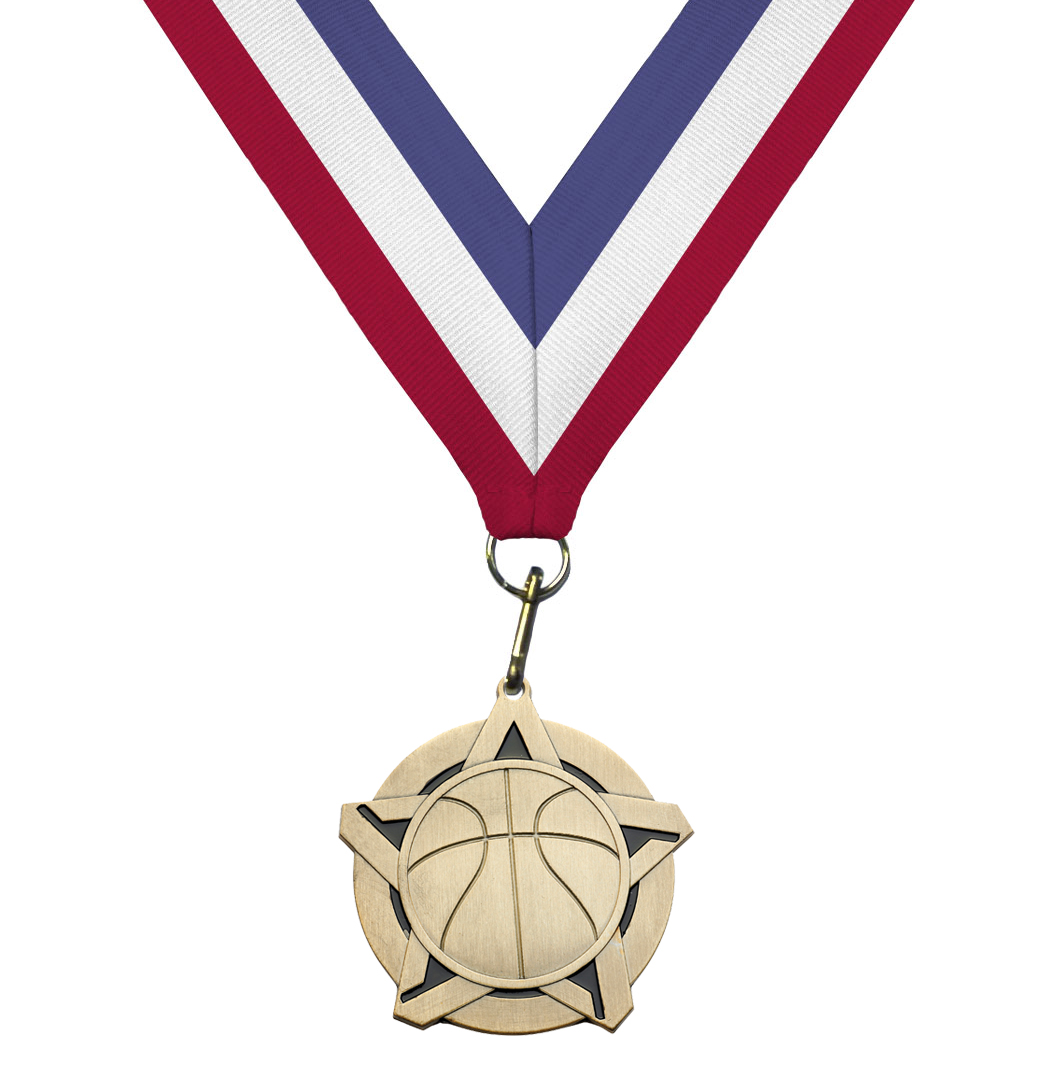 silver Volleyball medal with neck drape 2 1/4" diameter trophy 
